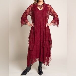 Formal Western Wear Burgundy Jacket and Dress Size Large